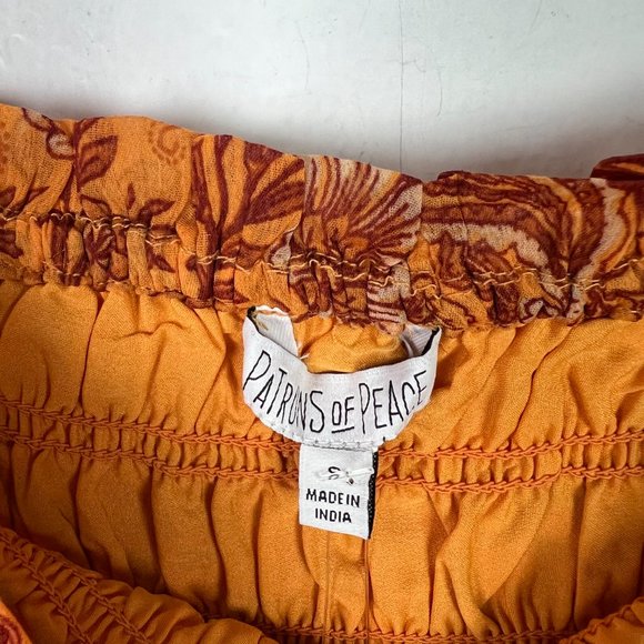NWT Patrons of Peace Cropped Floral Smocked Ruffle Top Marigold Size Small S NEW - Picture 6 of 15